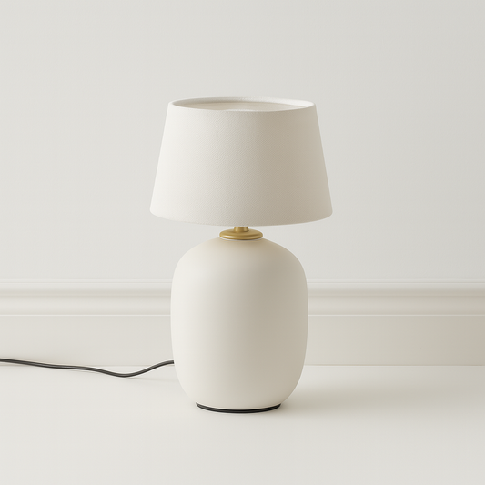 Luminária De Mesa Abajur Moderna Minimalista Cerâmica Tecido Finka