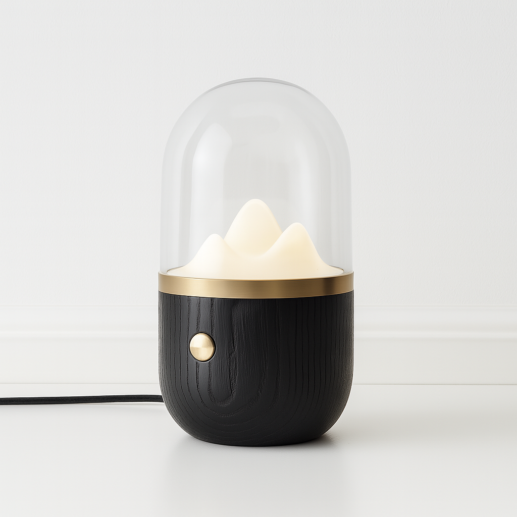 Luminária De Mesa Abajur Minimalista Madeira Vidro Orisa
