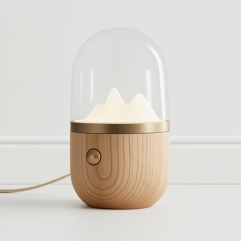 Luminária De Mesa Abajur Minimalista Madeira Vidro Orisa