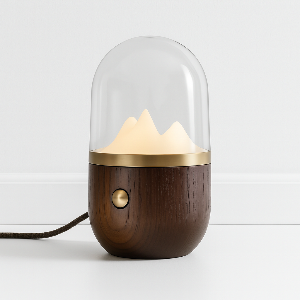 Luminária De Mesa Abajur Minimalista Madeira Vidro Orisa