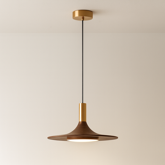 Luminária Pendente Moderna Minimalista LED Madeira Ziliatta