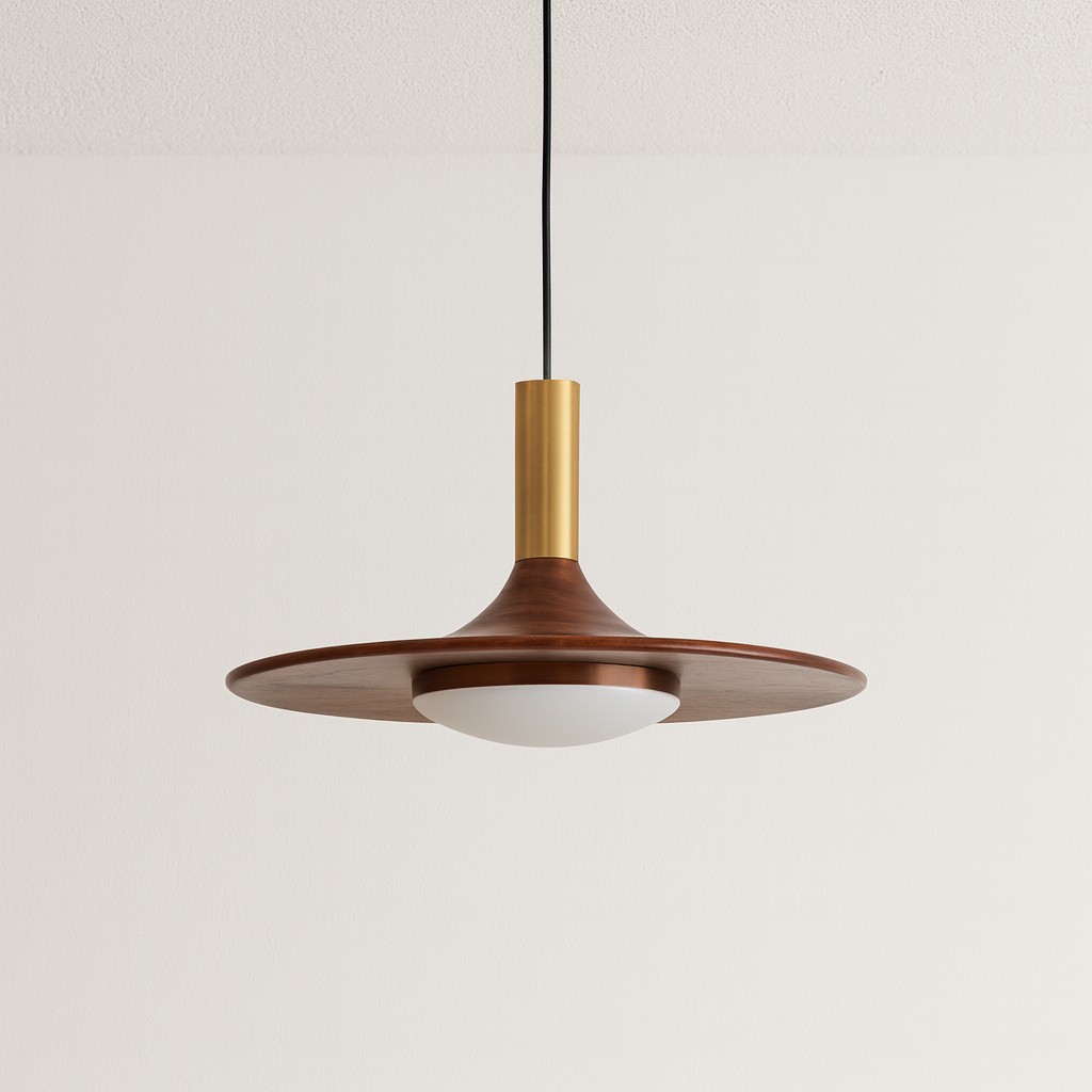 Luminária Pendente Moderna Minimalista LED Madeira Ziliatta