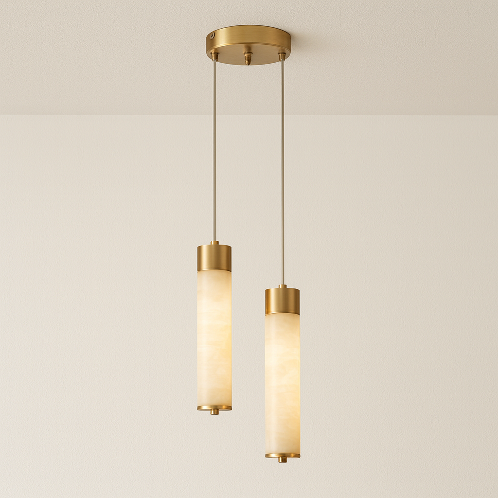 Luminária Pendente Moderna Minimalista LED Metal Mármore Faisal
