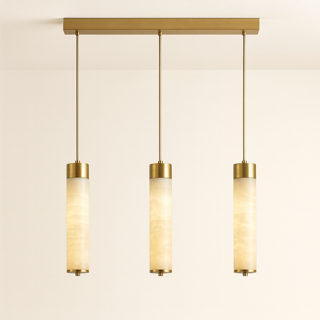 Luminária Pendente Moderna Minimalista LED Metal Mármore Faisal