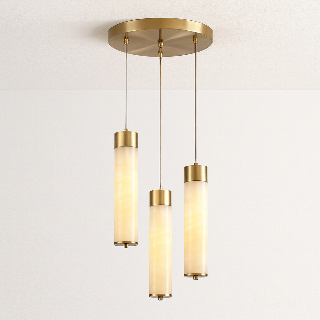 Luminária Pendente Moderna Minimalista LED Metal Mármore Faisal