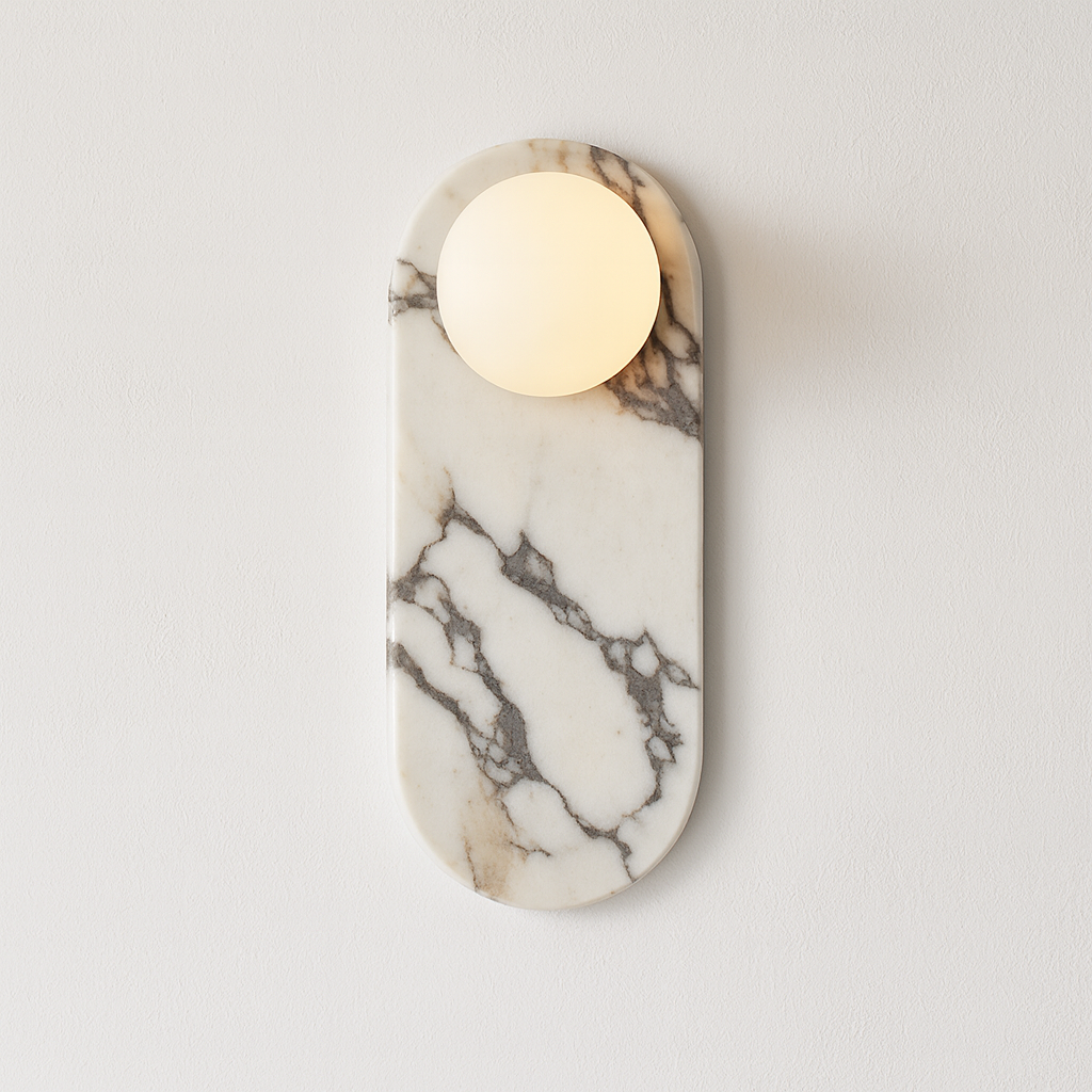 Luminária Arandela Moderna Minimalista Vidro Mármore Suez