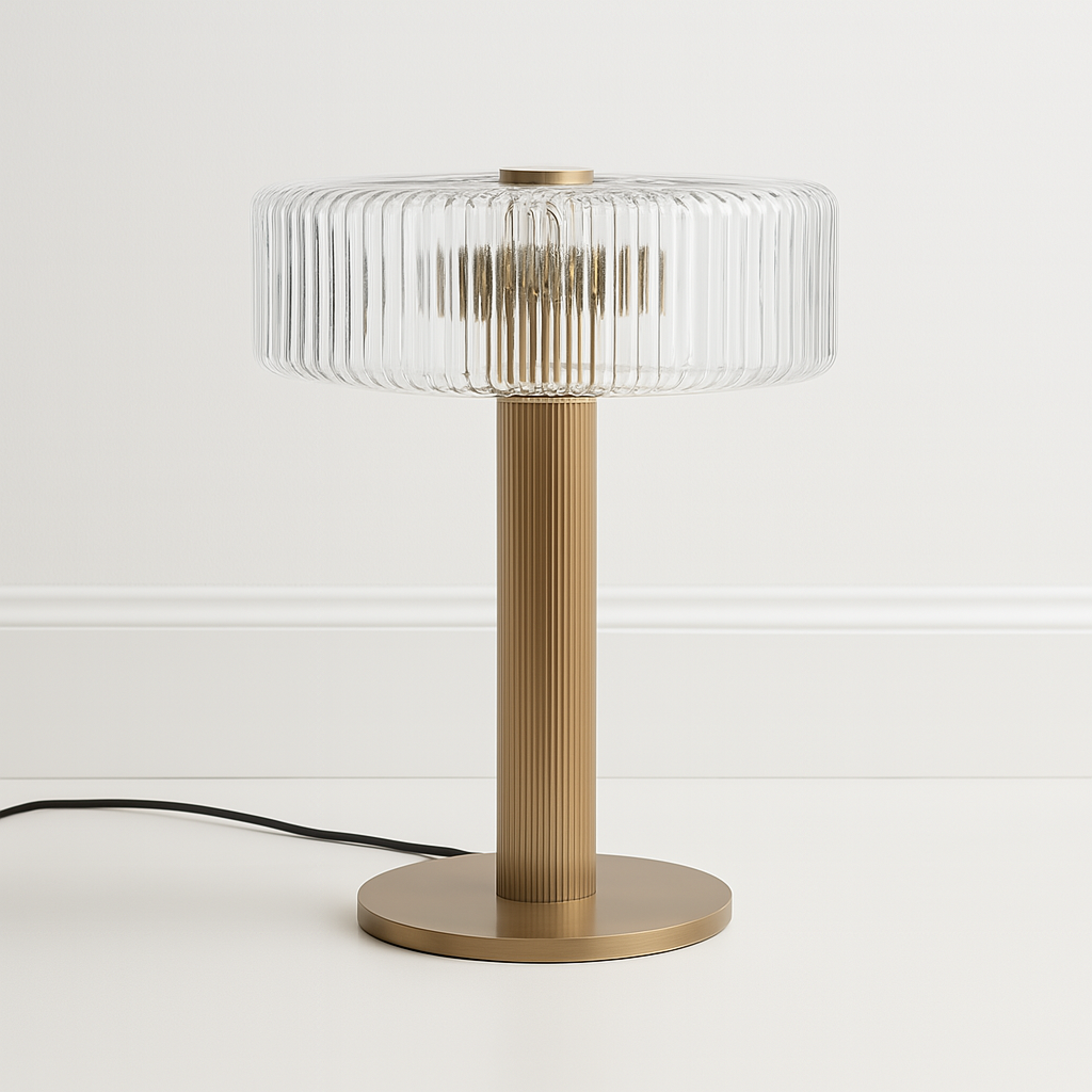 Luminária De Mesa Abajur Moderna Minimalista Vidro Metal Kayo