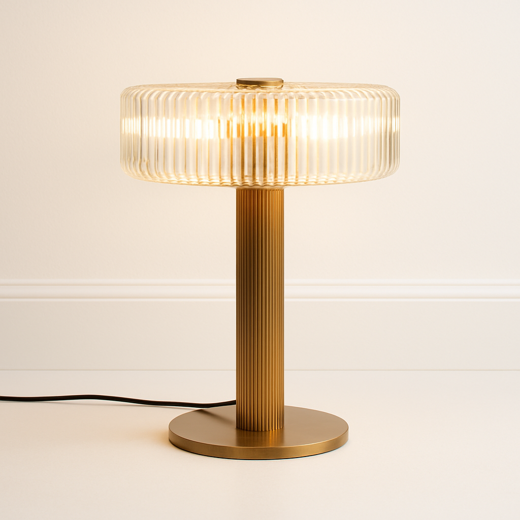 Luminária De Mesa Abajur Moderna Minimalista Vidro Metal Kayo