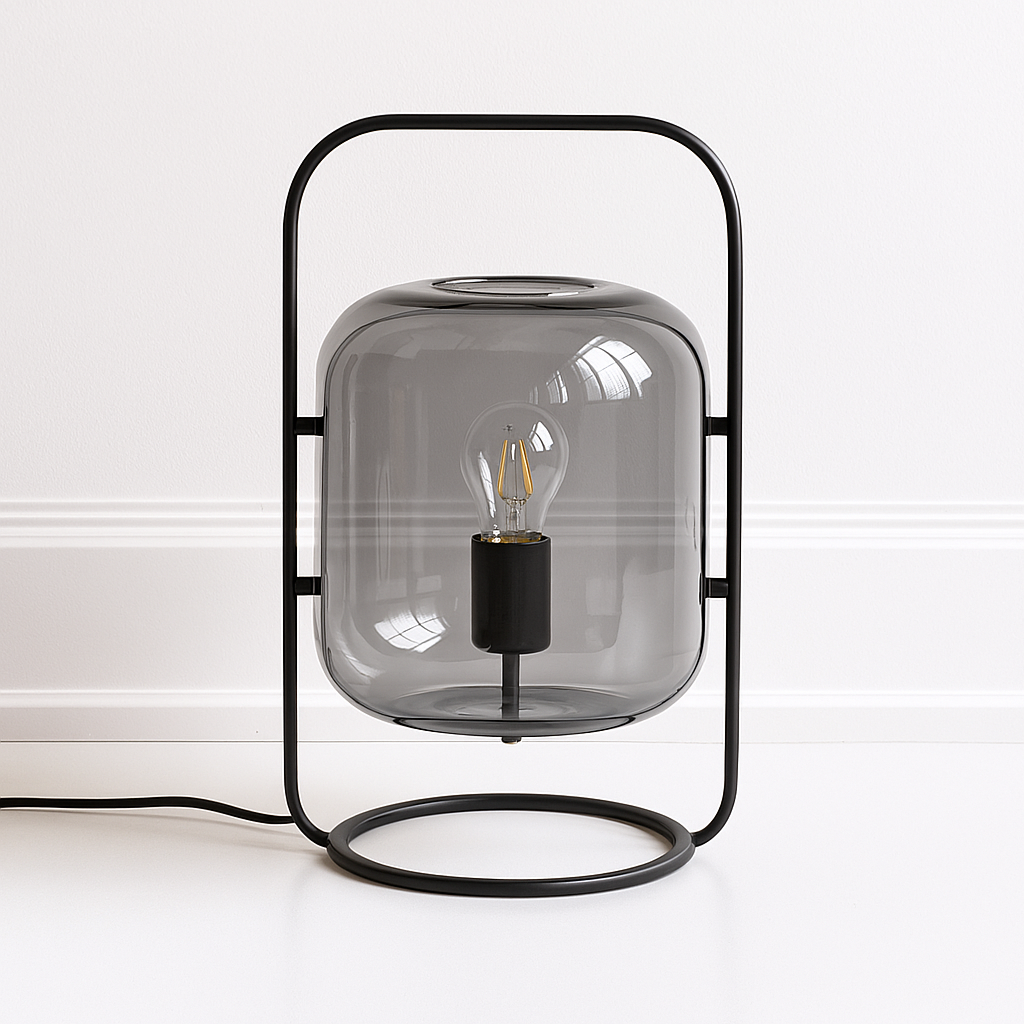 Luminária de Mesa Moderna Minimalista Metal Vidro Addoni