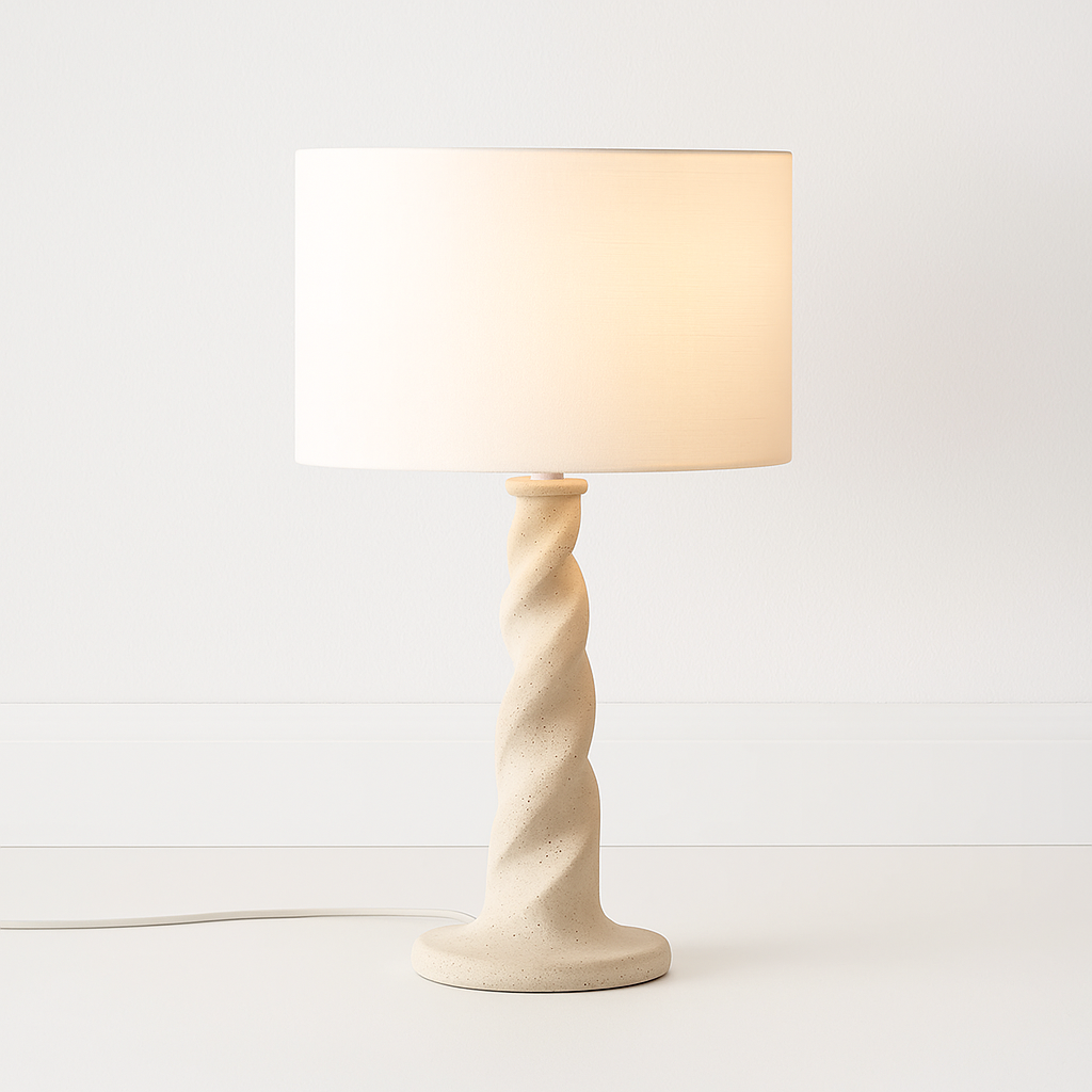 Luminária de Mesa Abajur Moderna Minimalista Tecido Momoo