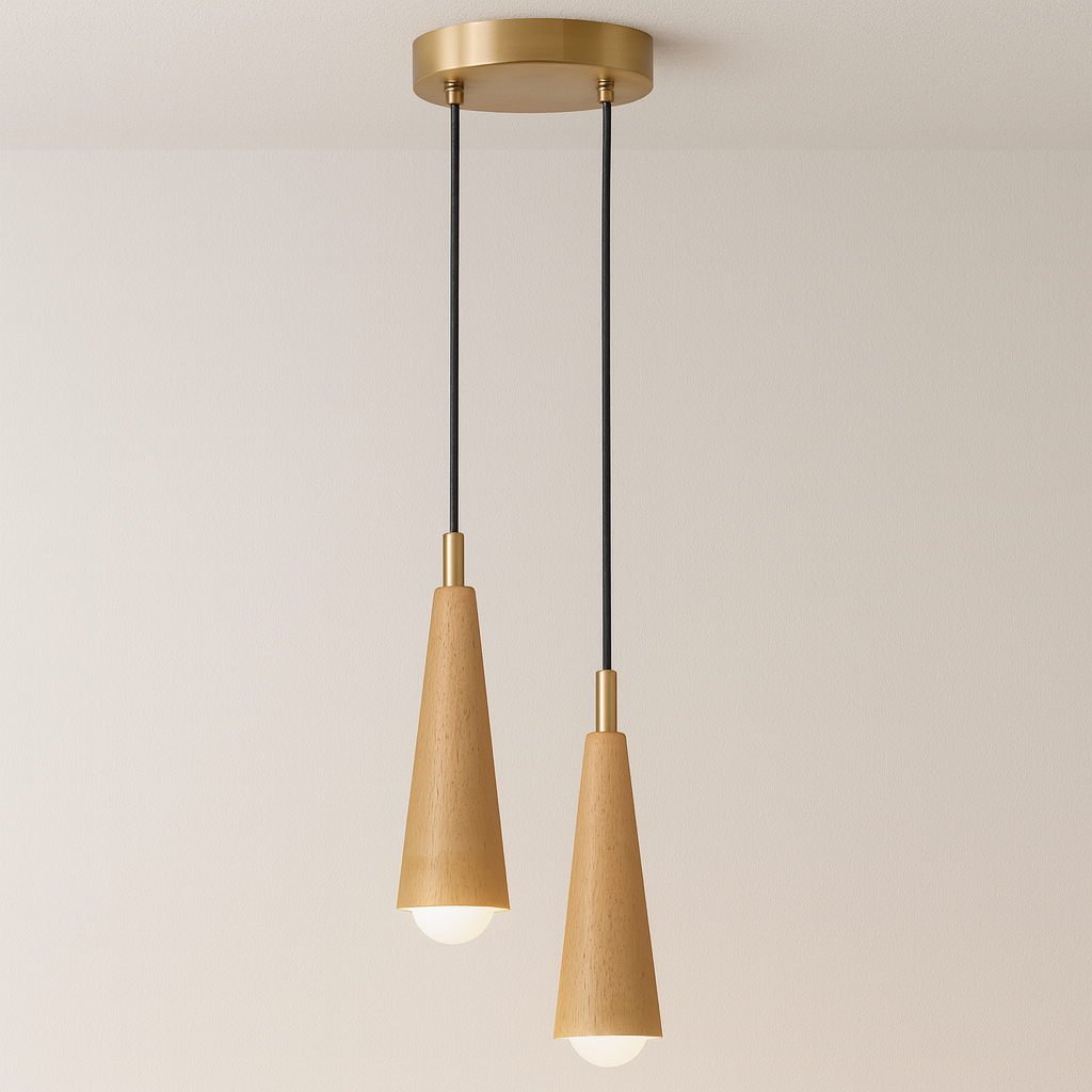 Luminária Pendente Moderna Minimalista Madeira Savanna