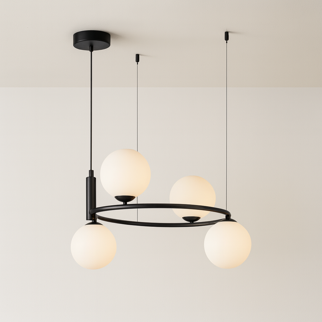 Luminária Pendente Moderna Minimalista Metal Vidro Lunar