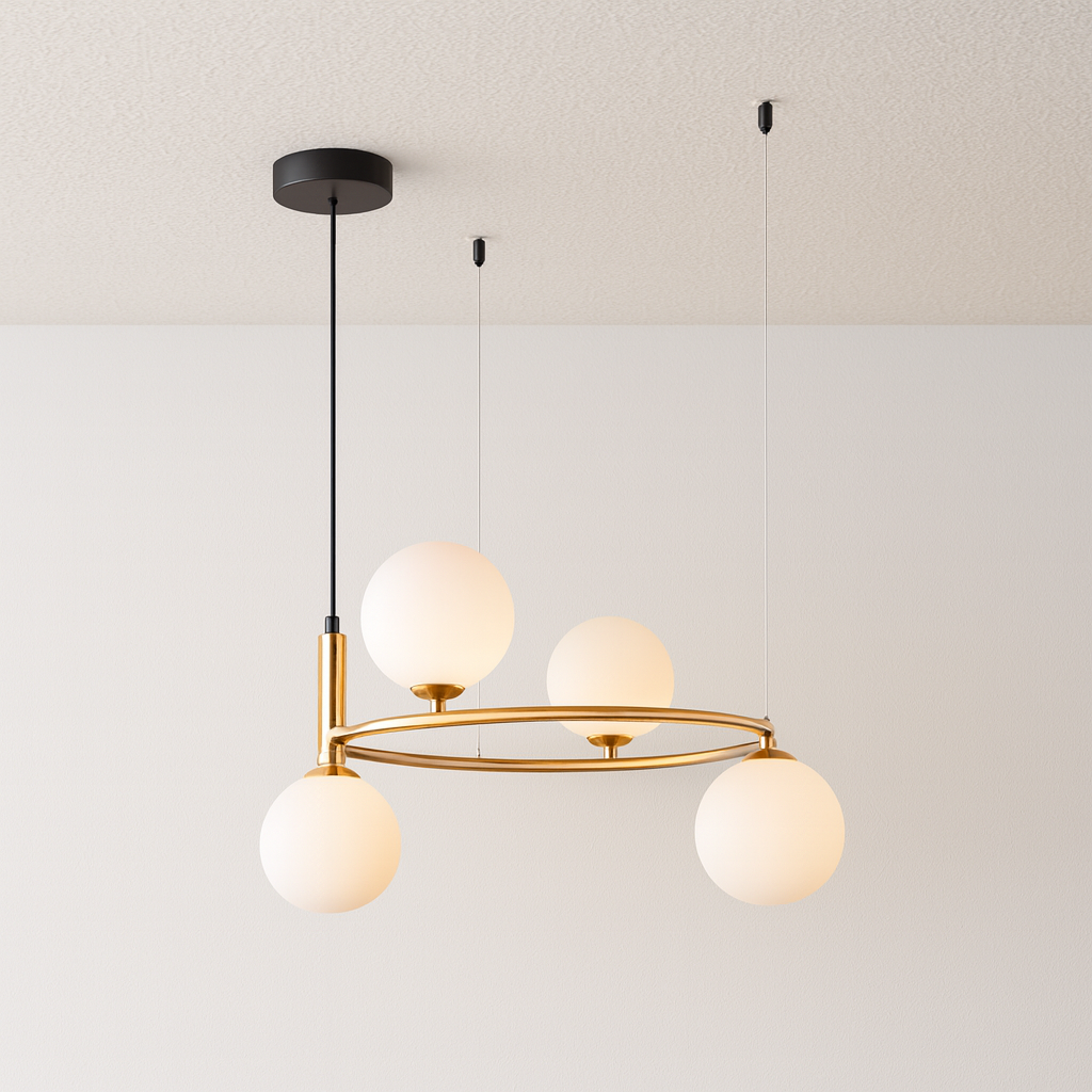 Luminária Pendente Moderna Minimalista Metal Vidro Lunar