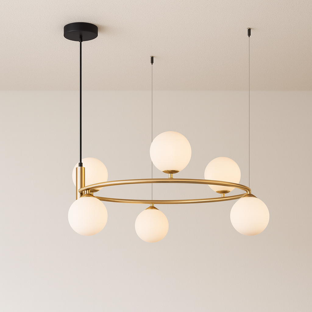 Luminária Pendente Moderna Minimalista Metal Vidro Lunar