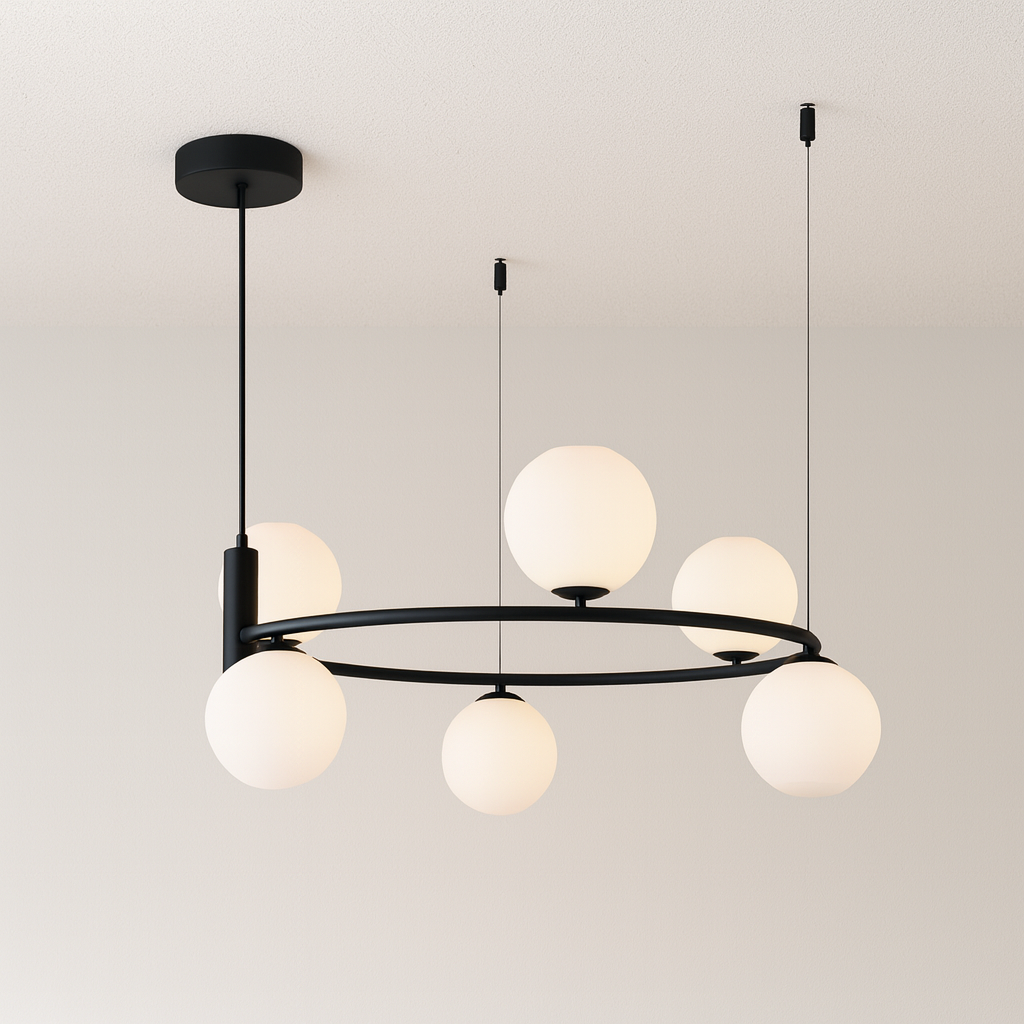 Luminária Pendente Moderna Minimalista Metal Vidro Lunar