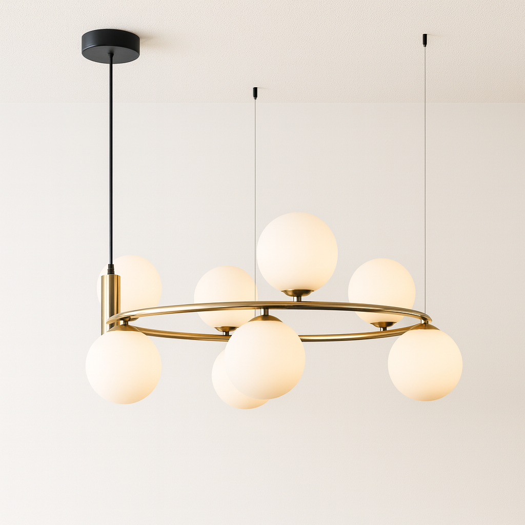 Luminária Pendente Moderna Minimalista Metal Vidro Lunar