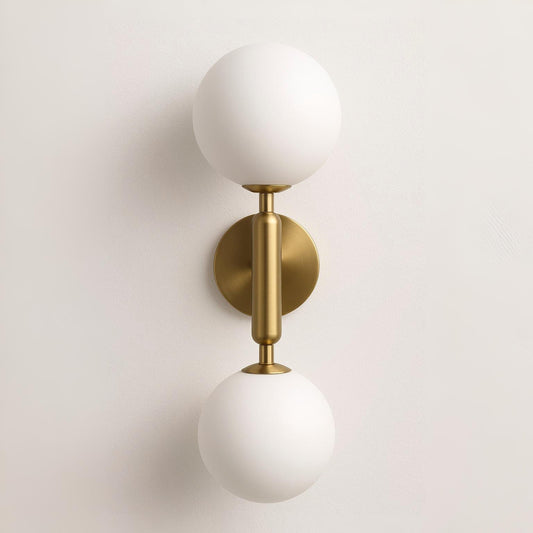 Luminária Arandela Moderna Minimalista Globos de Vidro Dourado Dalila
