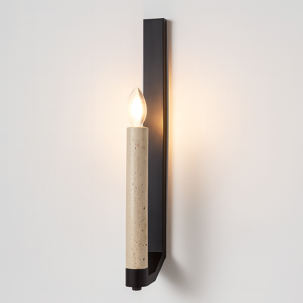 Luminária Arandela Moderno Minimalista Metal Mármore Travertino Tartu