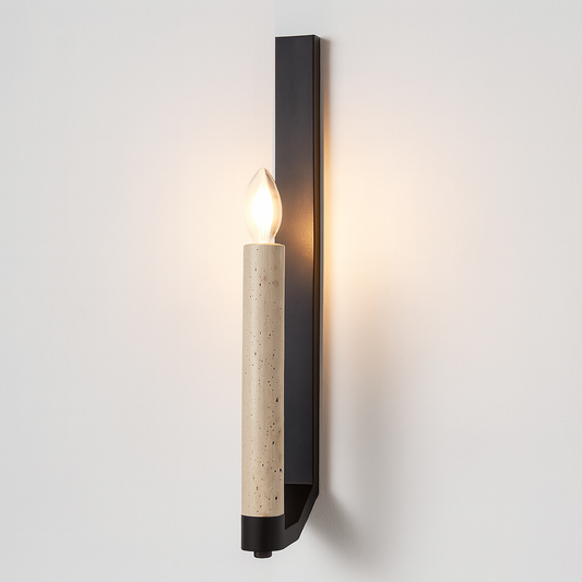 Luminária Arandela Moderno Minimalista Metal Mármore Travertino Tartu
