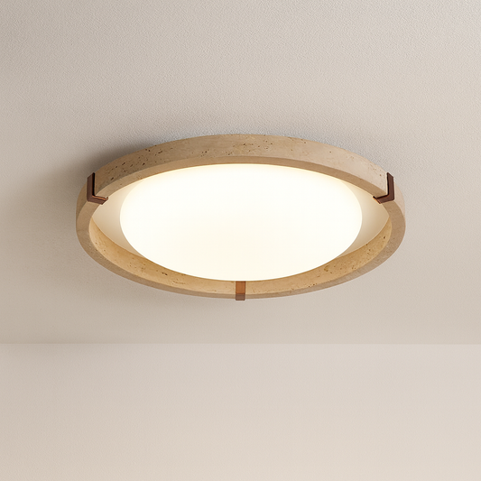 Luminária Plafon Moderna Minimalista LED Mármore Madeira Valga