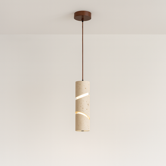 Luminária Pendente Moderna Minimalista LED Travertino Metal Rannu