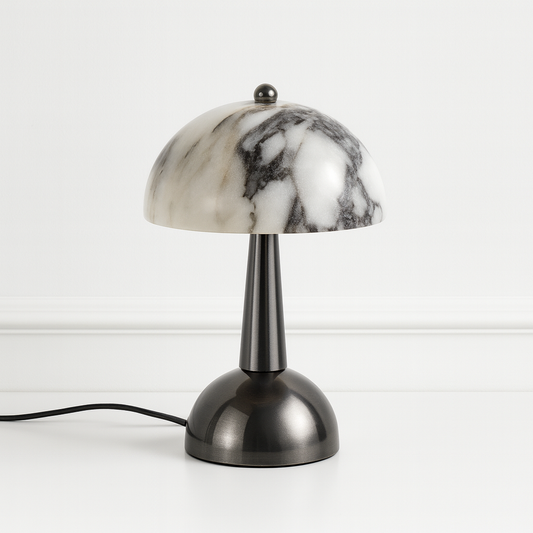 Luminária Abajur Moderna Minimalista LED Mármore Metal Puka