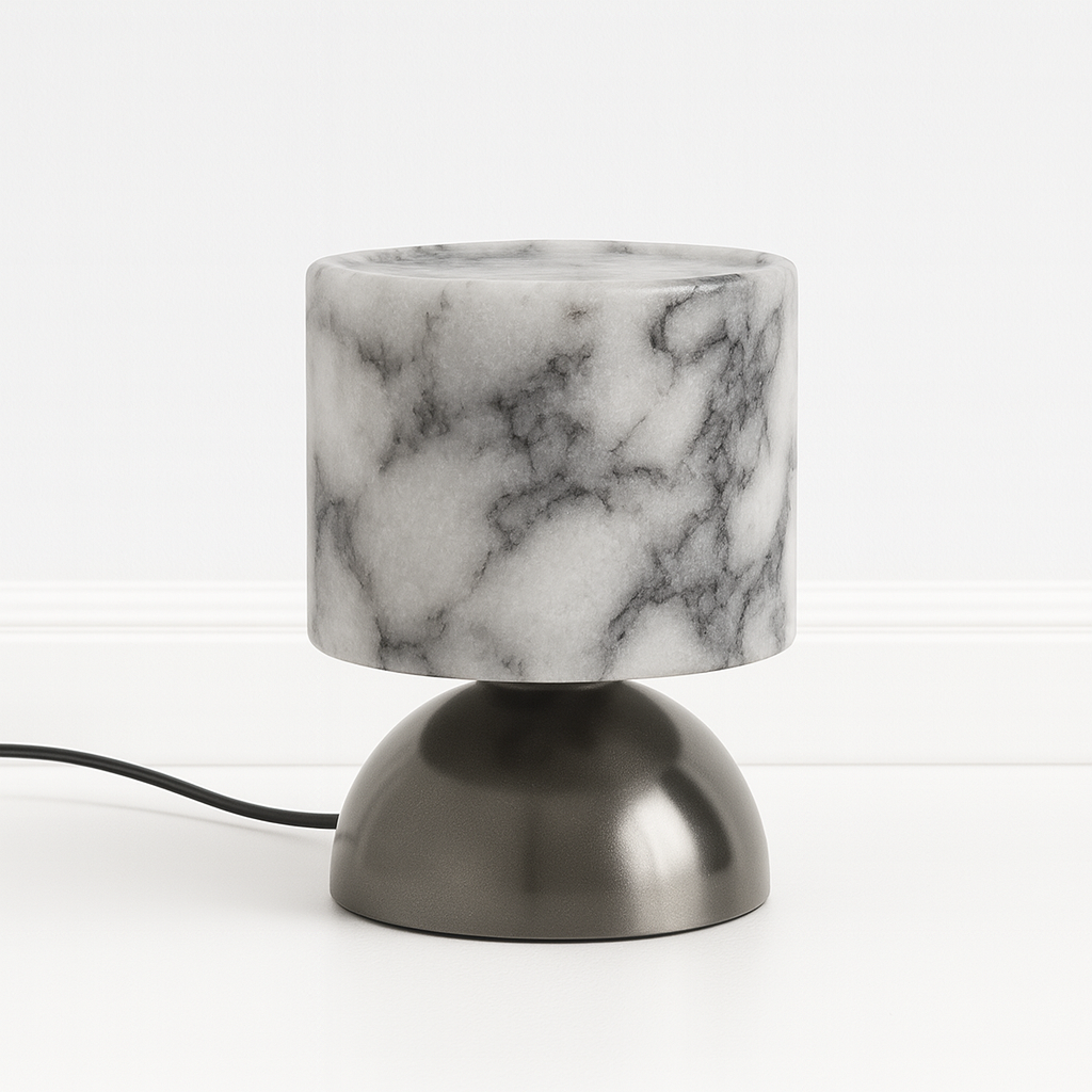Luminária Abajur Moderna Minimalista Mármore Metal Taheva