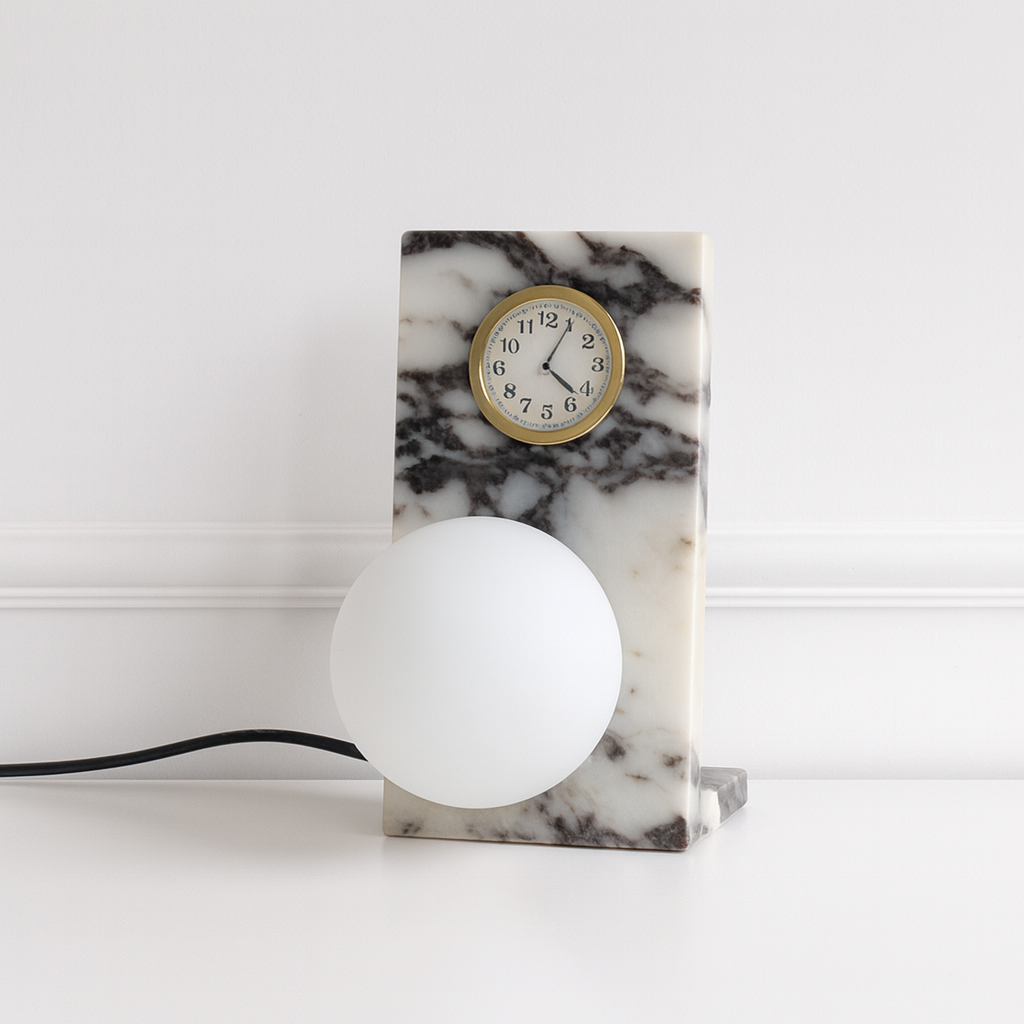 Luminária Abajur Moderna Minimalista Mármore Metal Lasva