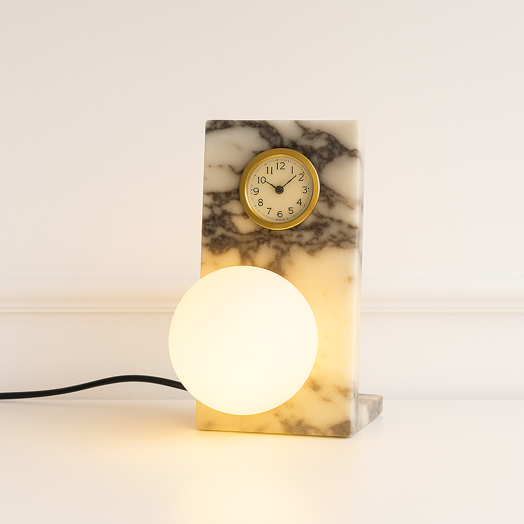 Luminária Abajur Moderna Minimalista Mármore Metal Lasva