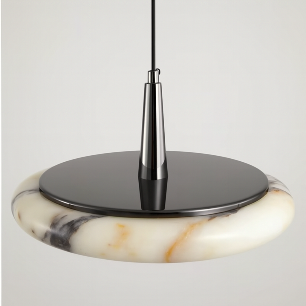 Luminária Pendente Moderna Minimalista Mármore Metal Paistu
