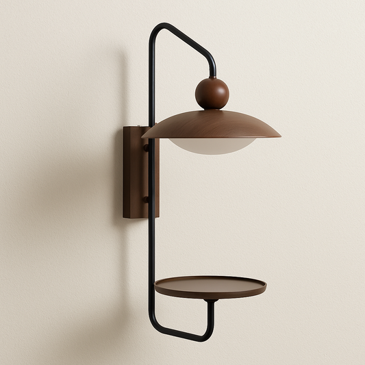 Luminária Arandela Moderna Minimalista LED Metal Madeira Acrílico Ambla
