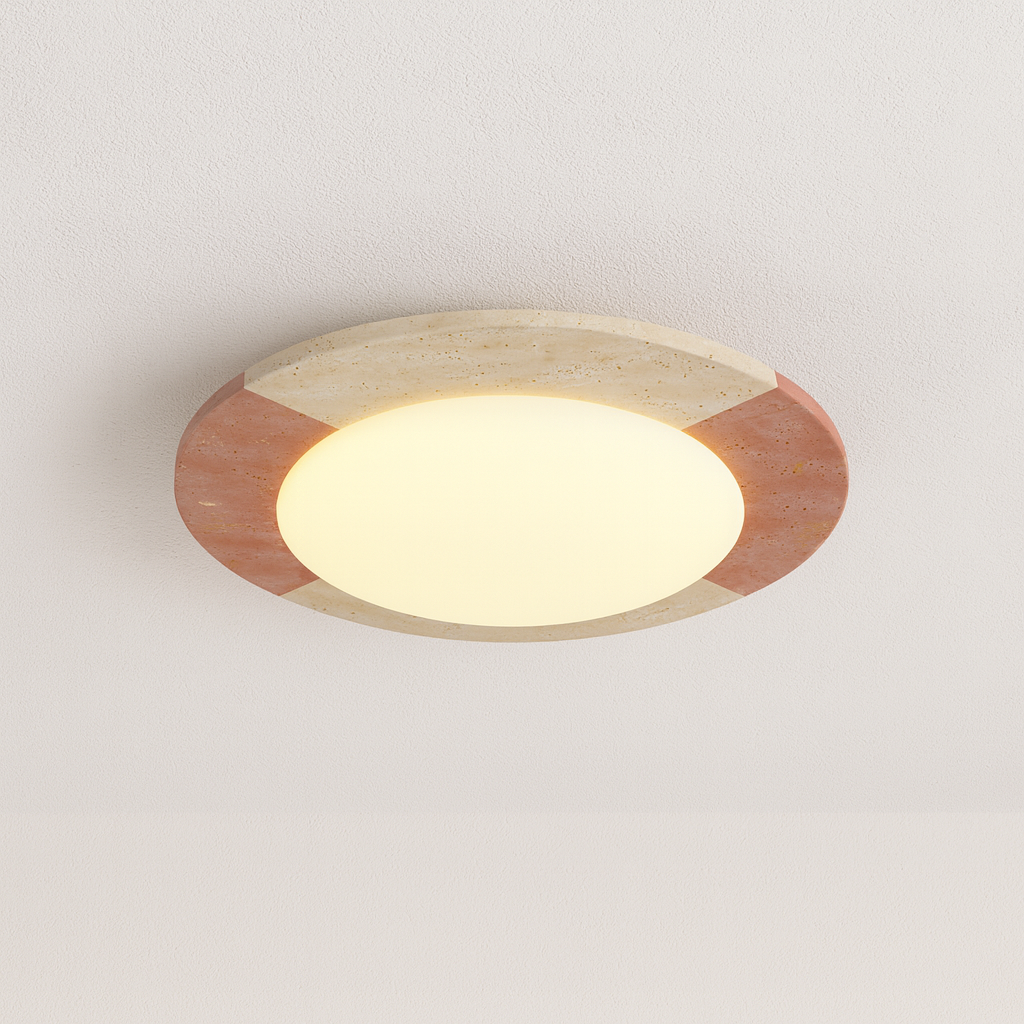 Luminária Plafon Moderna Minimalista LED Travertino Acrílico Kadrina