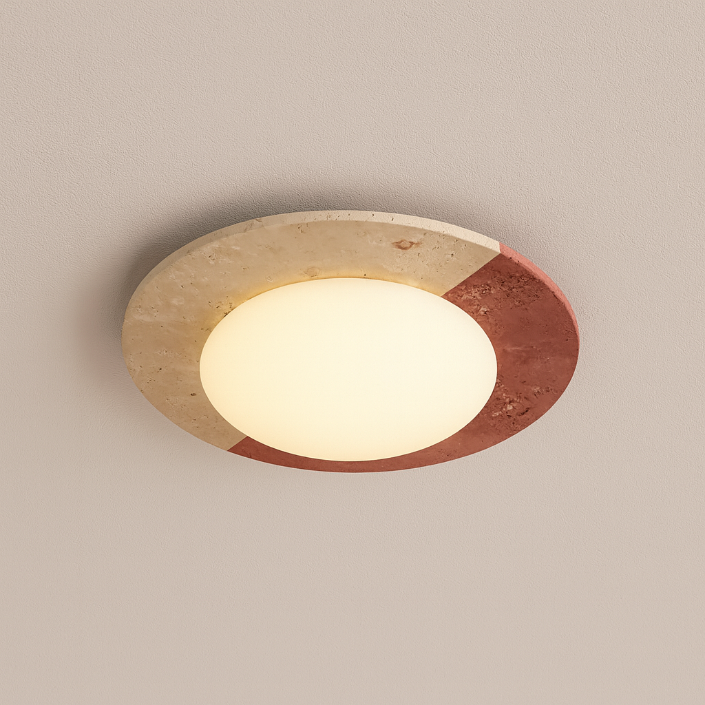 Luminária Plafon Moderna Minimalista LED Travertino Acrílico Kadrina