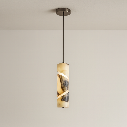 Luminária Pendente Moderna Minimalista LED Mármore Metal Sindi