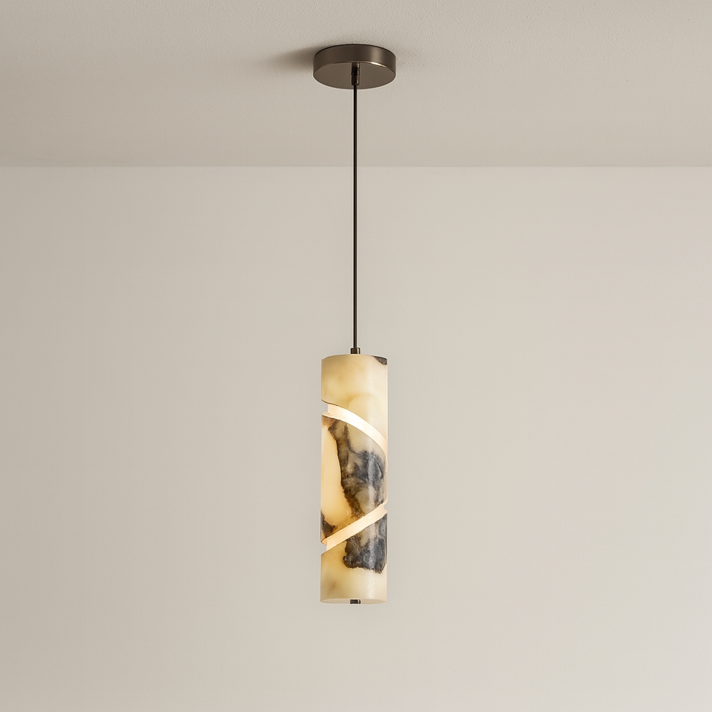 Luminária Pendente Moderna Minimalista LED Mármore Metal Sindi