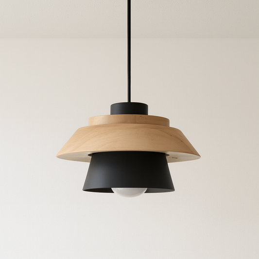 Luminária Pendente Moderna Minimalista Metal Madeira Tanizzo