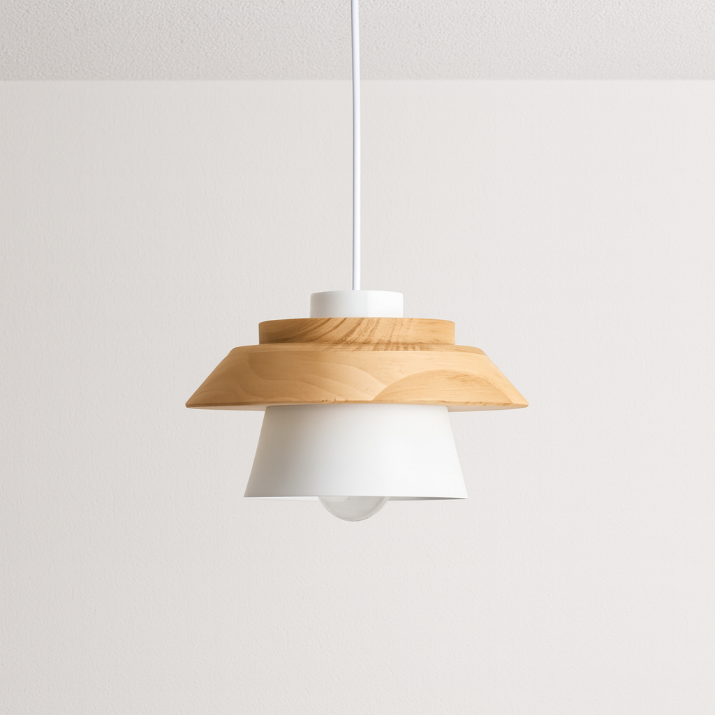 Luminária Pendente Moderna Minimalista Metal Madeira Tanizzo