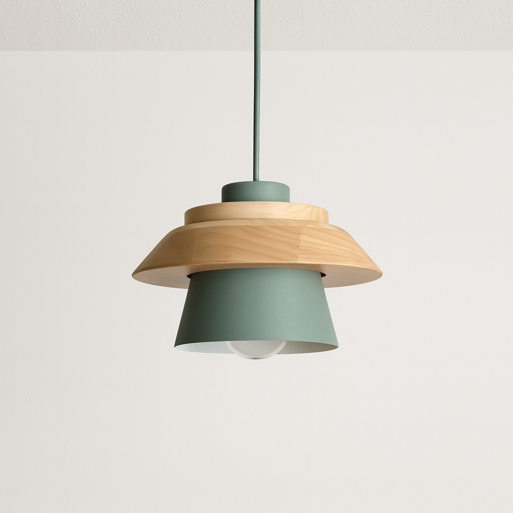 Luminária Pendente Moderna Minimalista Metal Madeira Tanizzo