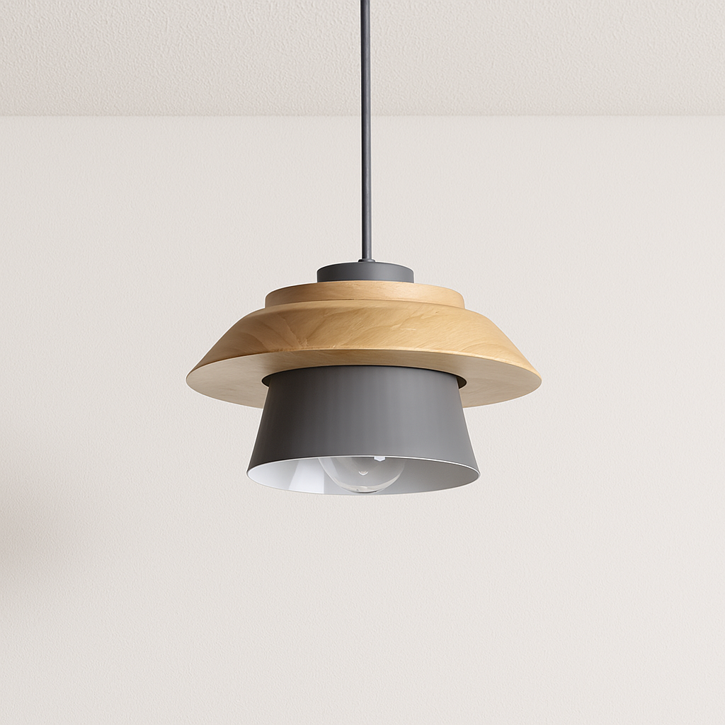 Luminária Pendente Moderna Minimalista Metal Madeira Tanizzo