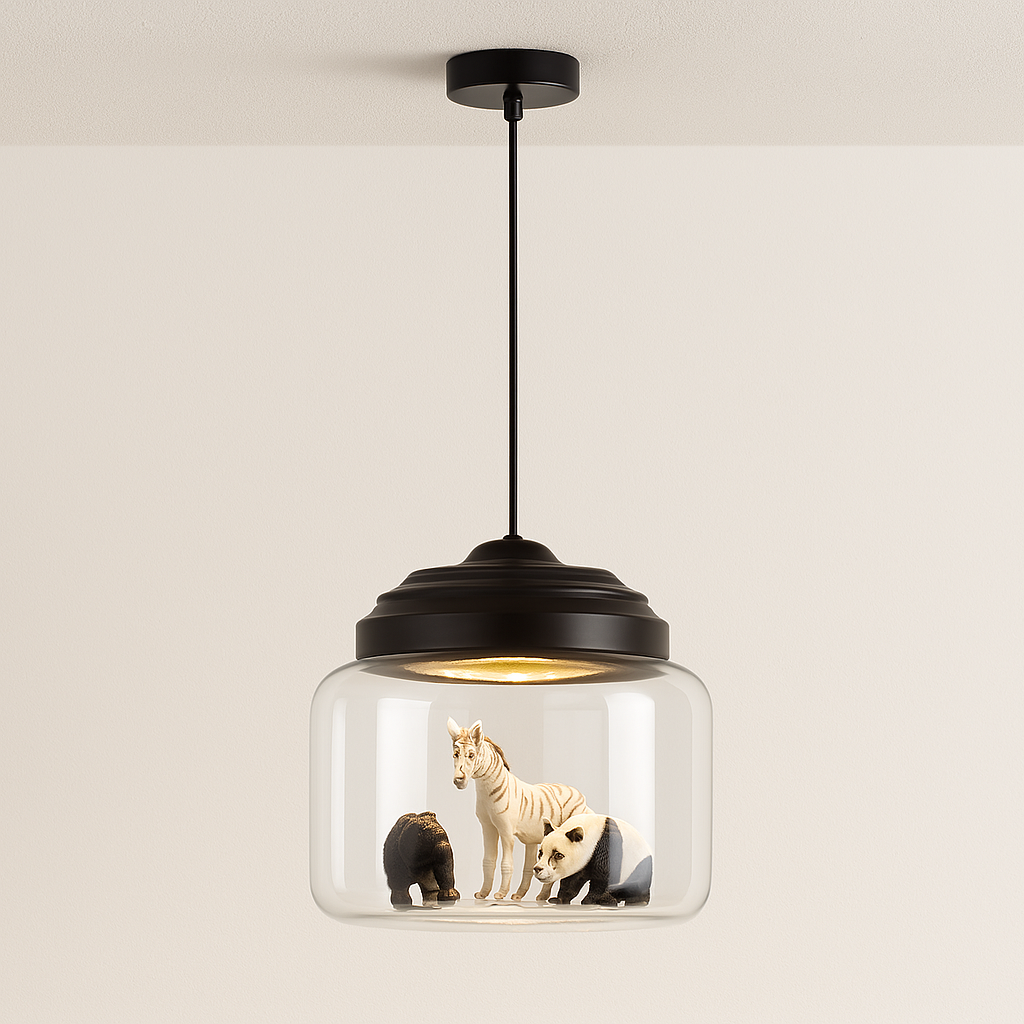 Luminária Pendente Moderna Minimalista Infantil Vidro Safari