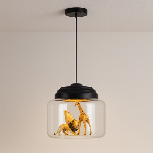 Luminária Pendente Moderna Minimalista Infantil Vidro Safari
