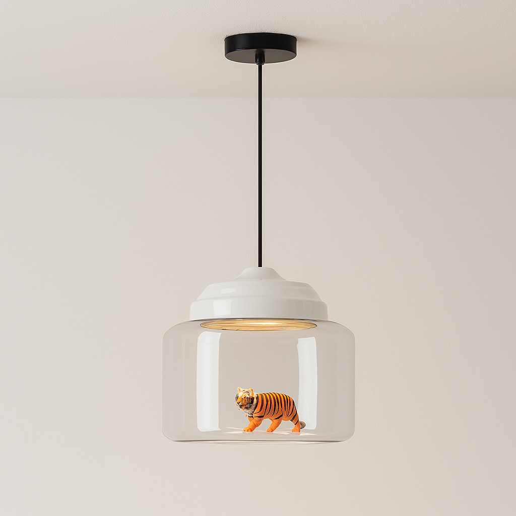 Luminária Pendente Moderna Minimalista Infantil Vidro Safari