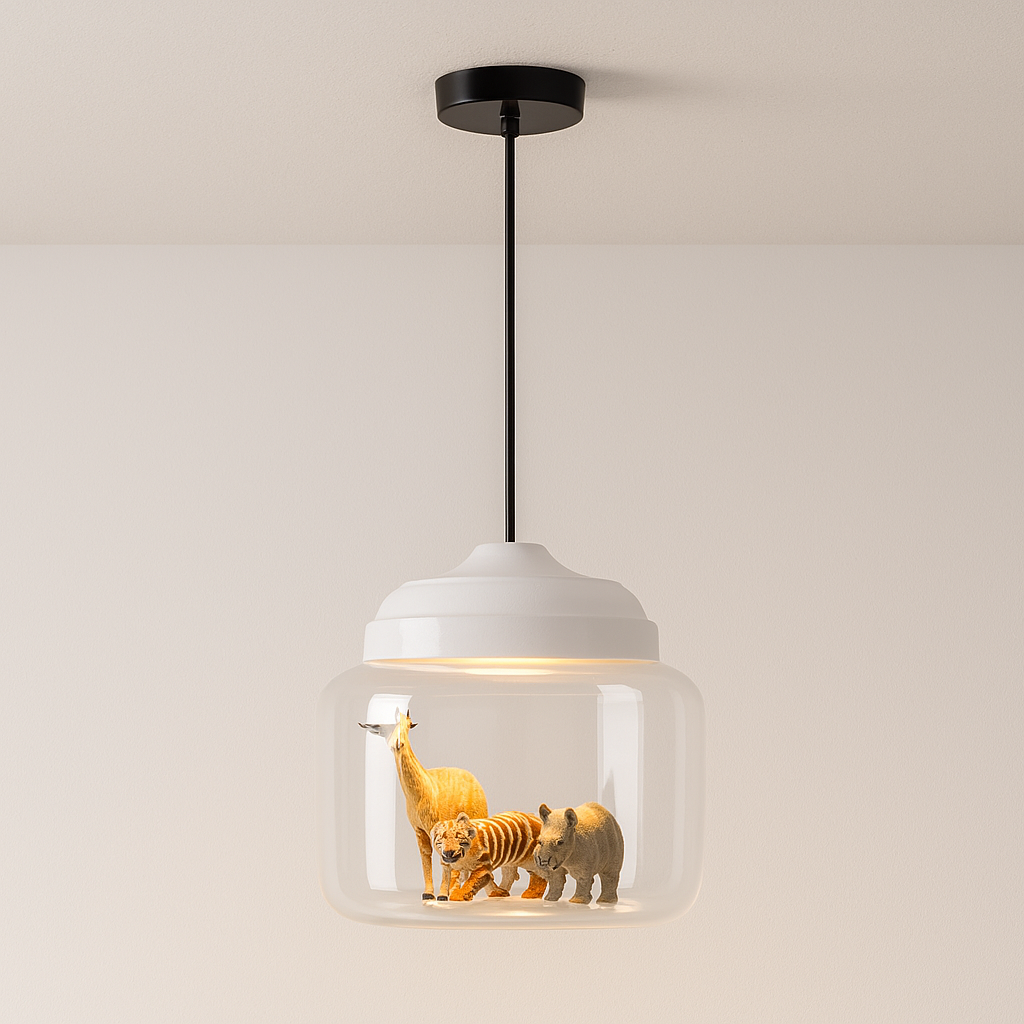 Luminária Pendente Moderna Minimalista Infantil Vidro Safari