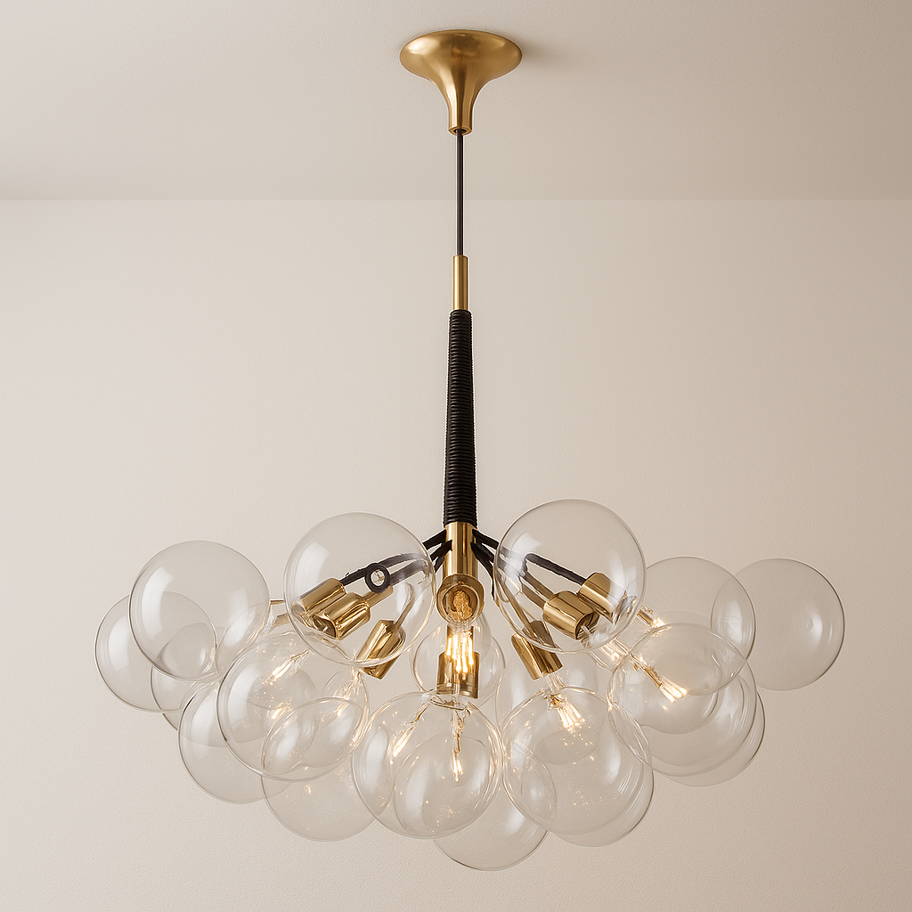 Luminária Pendente Moderno Clássico Globo Bolas Vidro Metal Netun
