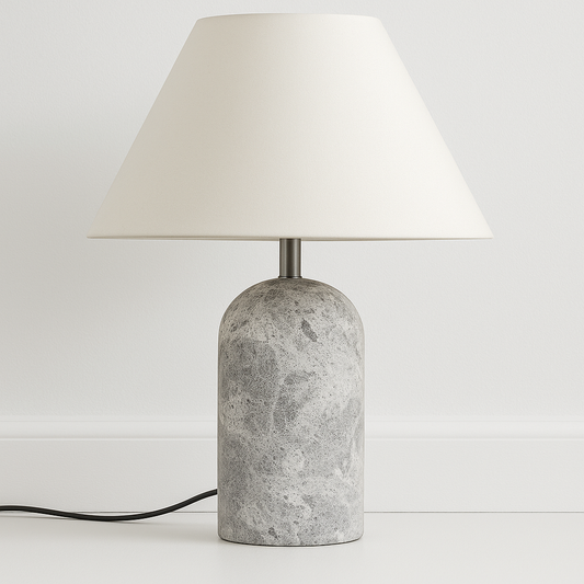Luminária De Mesa Abajur Minimalista Mármore Tecido Zarya