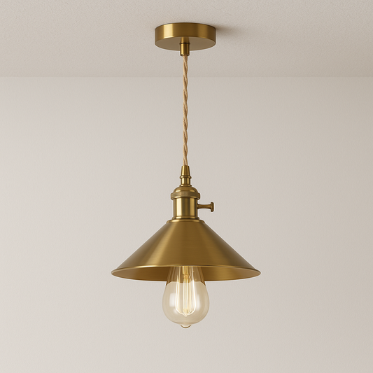 Luminária Pendente Industrial Vintage Retrô Metal Dourado Spire