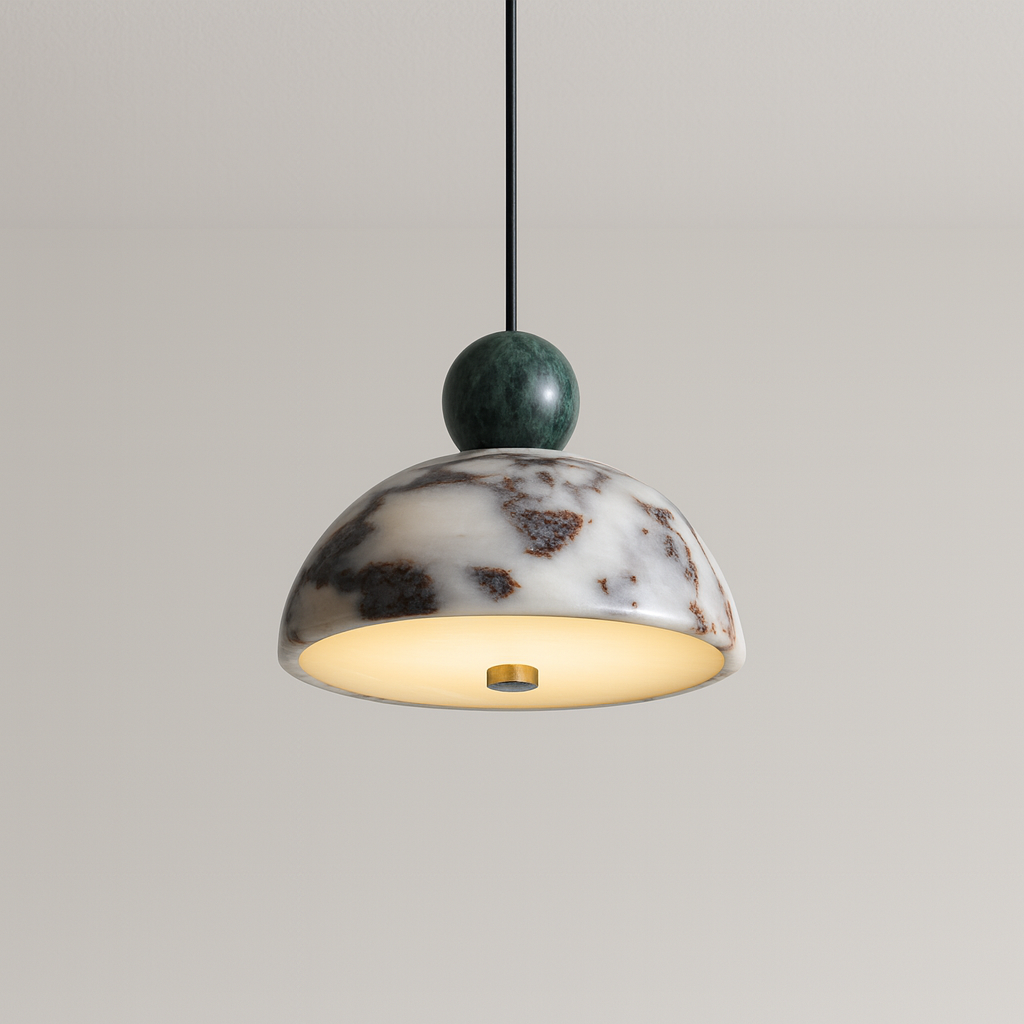  Luminária Pendente Moderna Minimalista LED Mármore Metal Alui