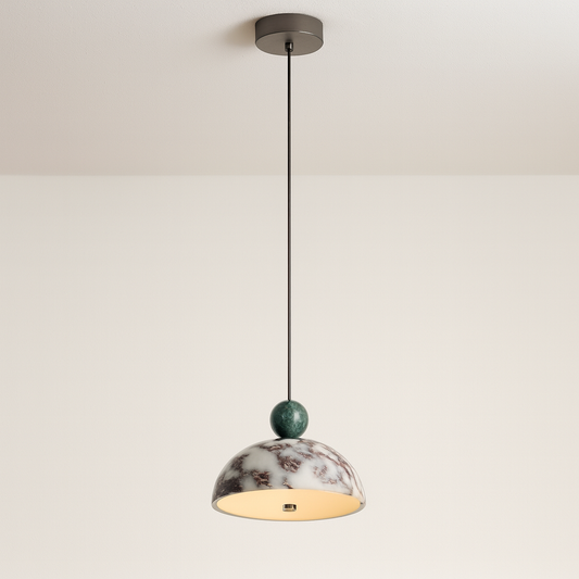  Luminária Pendente Moderna Minimalista LED Mármore Metal Alui