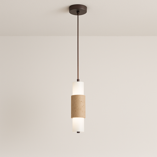 Luminária Pendente Moderna Minimalista LED Travertino Acrílico Risti