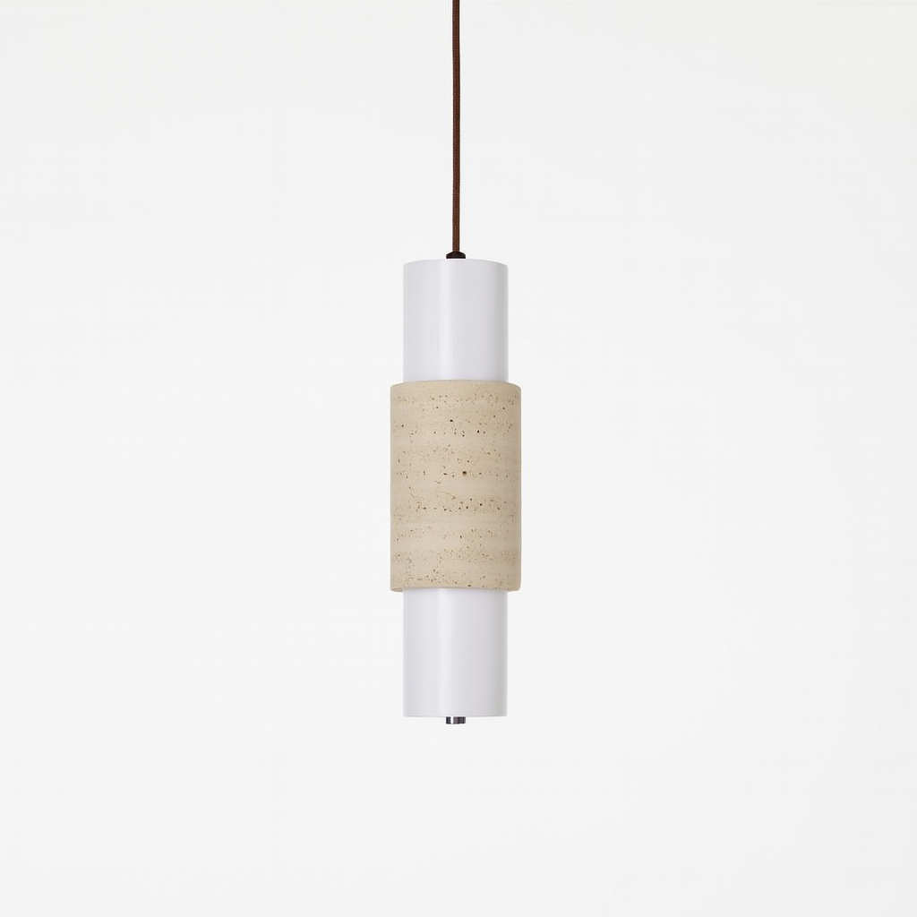 Luminária Pendente Moderna Minimalista LED Travertino Acrílico Risti